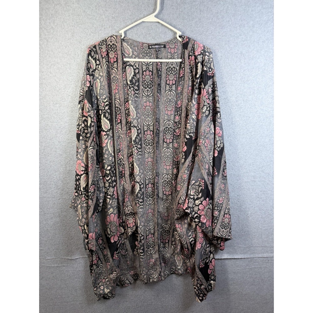 The Pyramid Collection Kimono Blouse Womens 2X/3X Multicolor Paisley Sheer Open